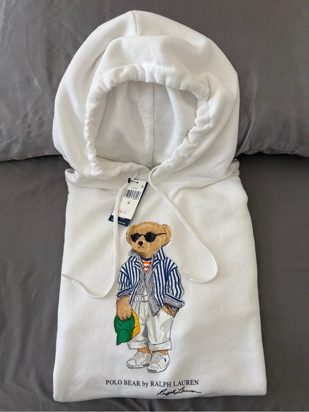 Ralph Lauren Kids White Hoodie with Multi-Color Polo Bear Graphic